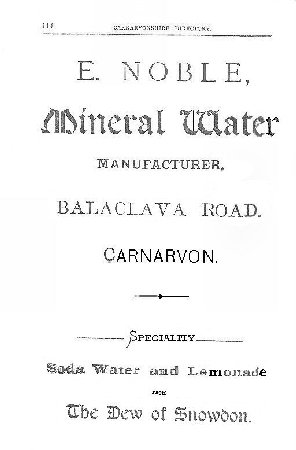 Advert for Noble's Mineral Waters from Porter's Directory of 1886. © K. Morris